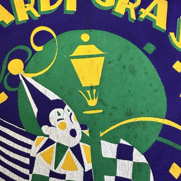 Vintage Mardi Gras Trinket and Bead Tote Bag C. V. Gambina Purple Clown - Picture 5 of 10